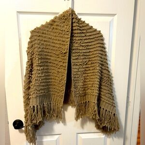 Hot &Delicious wool blend cocoa women’s textured sweater cardigan /poncho M/L